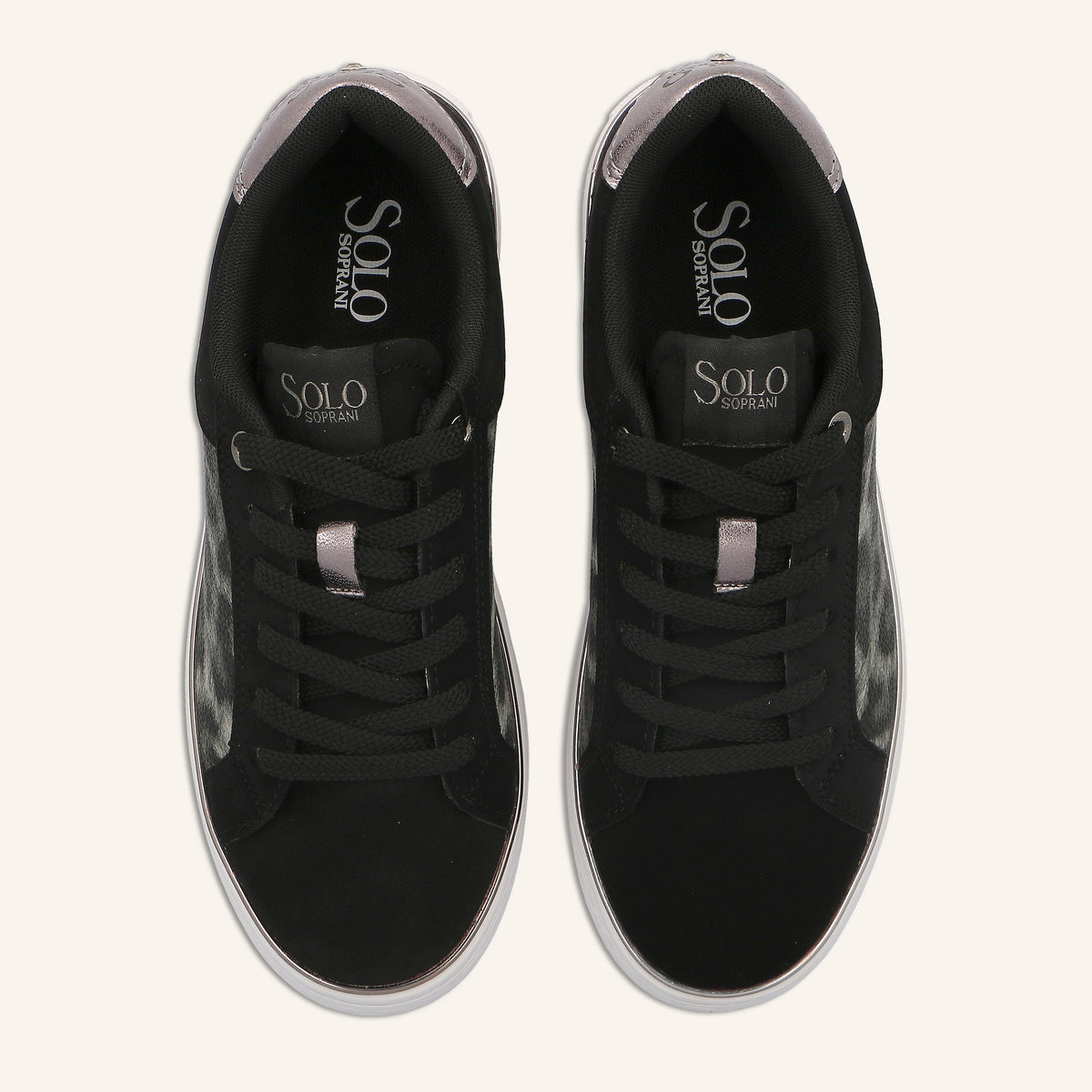 Sneakers Brigitte Black con Inserto Animalier | Solo Soprani