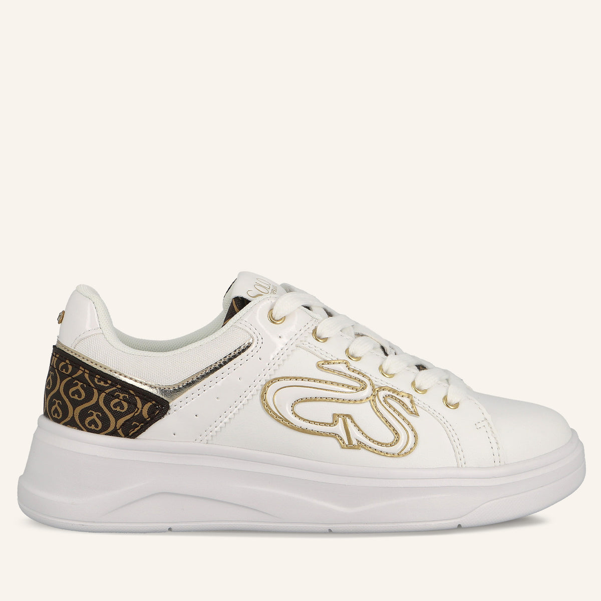 Sneakers Patent Logo White con Dettaglio Monogram | Solo Soprani