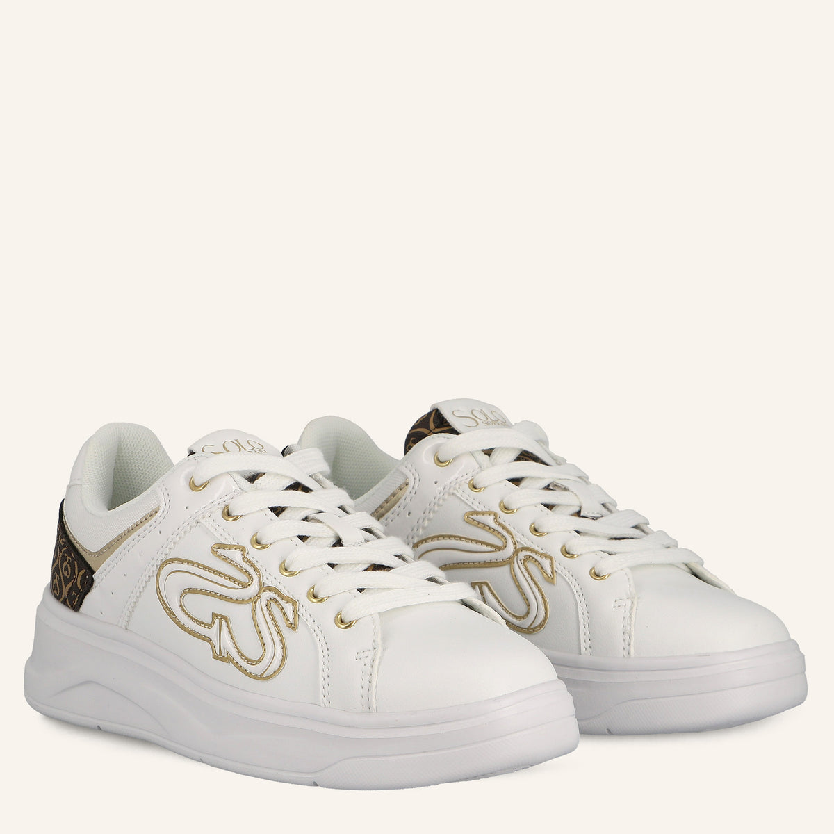 Sneakers Patent Logo White con Dettaglio Monogram | Solo Soprani